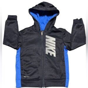 Nike Kids' Black Blue and Bright Blue Zip-Up Hoodie Dri Fit 3T